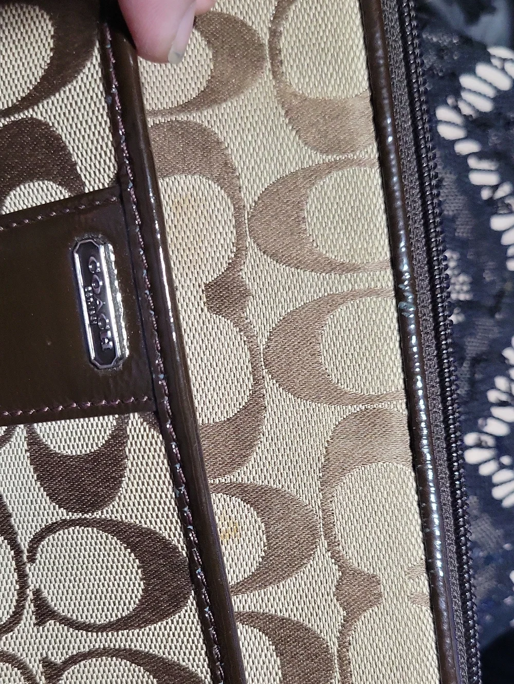 Coach Signature Canvas Brown Laptop Or Clutch / Small Messenger Bag